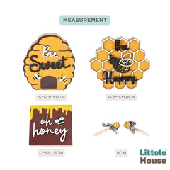Honey Bee Theme Decorative Board D095 | Pack of 5 | Mustard