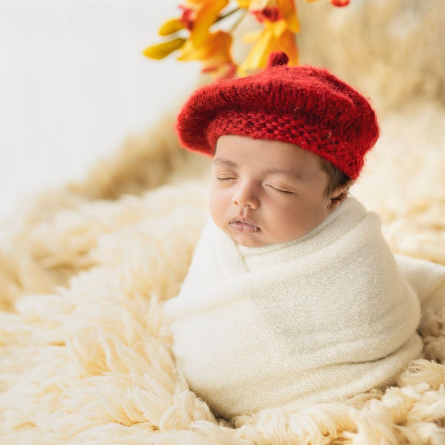 Baby Mohair Beret Hat | 3M | Red