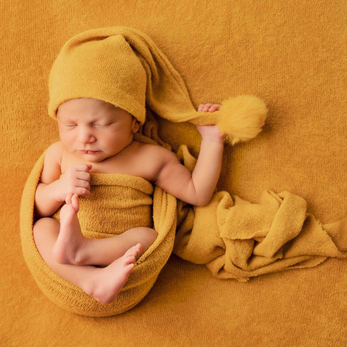 Baby Sleep Hat and Wrap SR013 | Set of 2 | 3M | Butterscotch