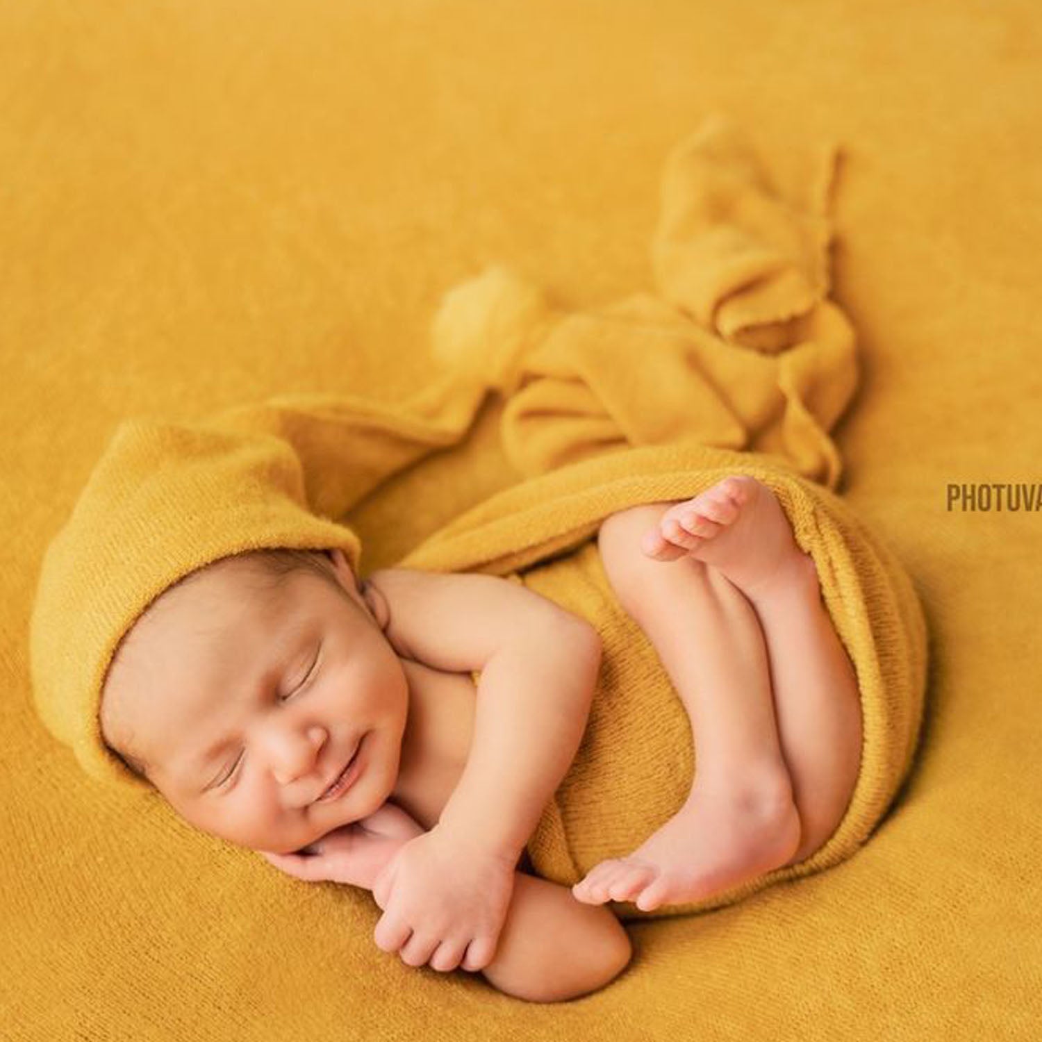 Baby Sleep Hat and Wrap SR013 | Set of 2 | 3M | Butterscotch