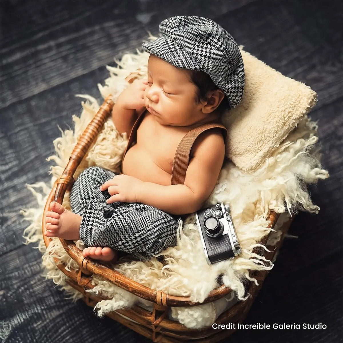 Baby Boy Gentleman Cap and Suspender Pant SR002 | 2M | Black