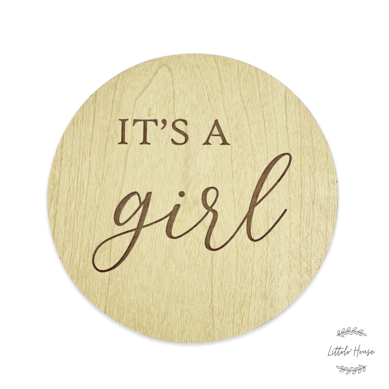 It's a Boy + It's Girl Combo Milestone Card Set of 3 | Wooden Decorative | Natural Wood