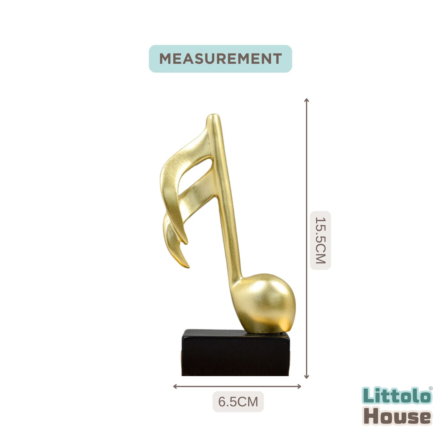 Melodic Music Semiquaver Sculpture Miniature D134 | Pack of 1 | Golden