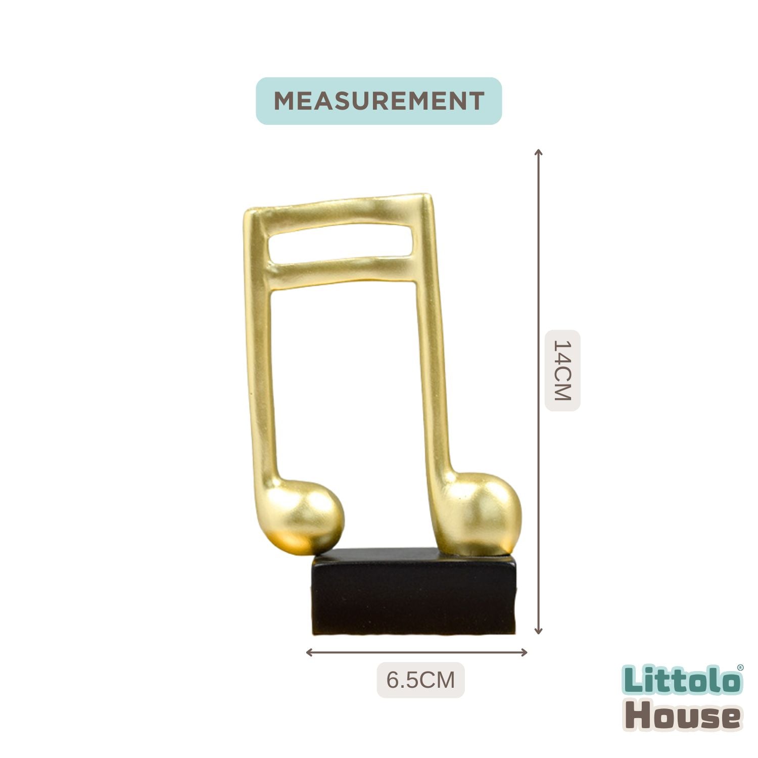 Melodic Music Beam Notes Sculpture Miniature D136 | Pack of 1 | Golden