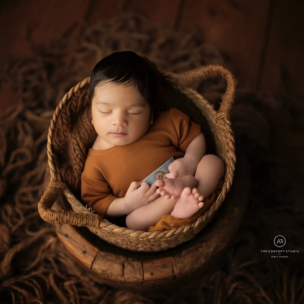 Jute woven basket babyshoot