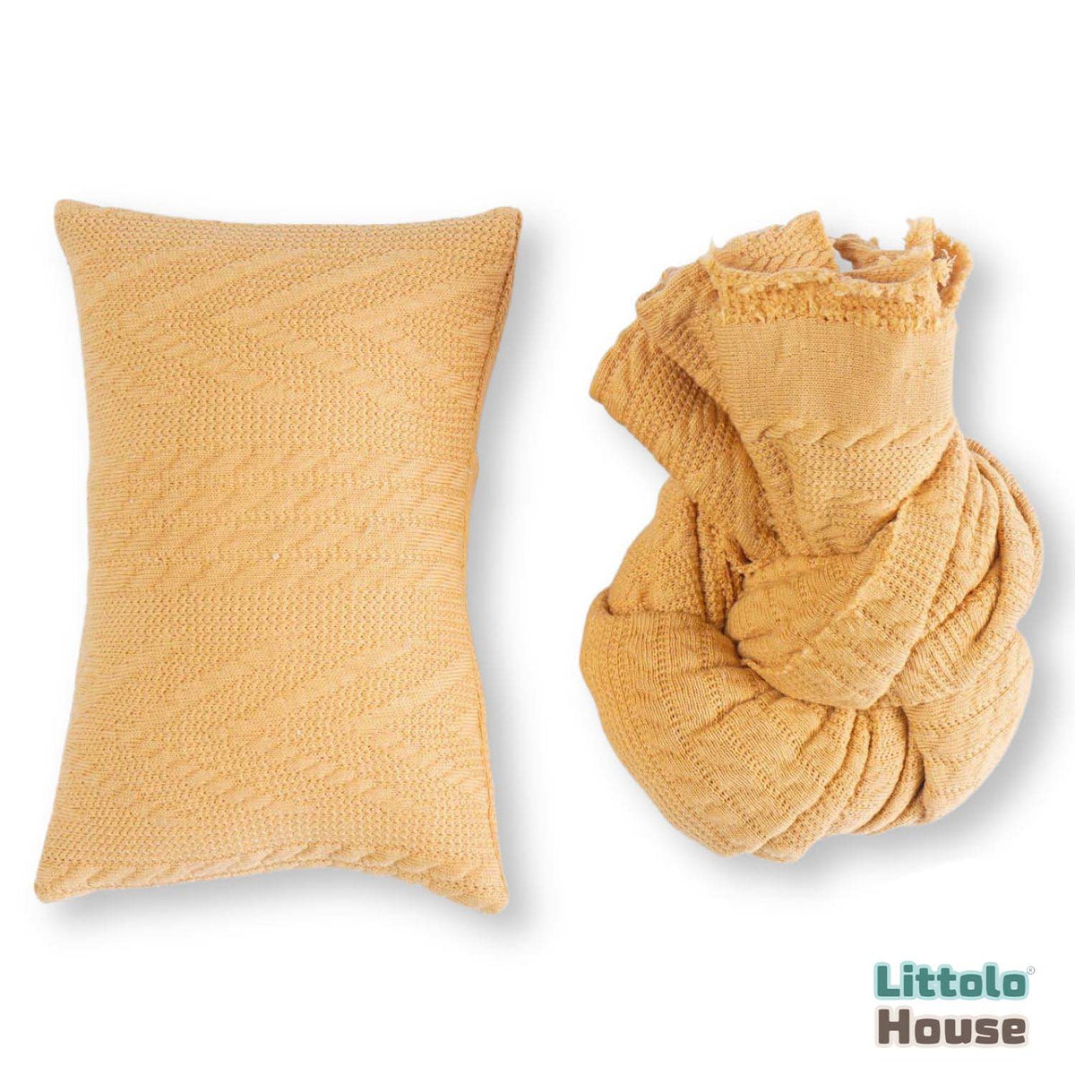 Knit Ribbed Stretchy Wrap with Pillow SR055 | NB | Mustard