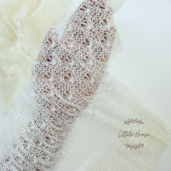 Baby Knitted Wrap with Hairband SR082 | NB | Milky White