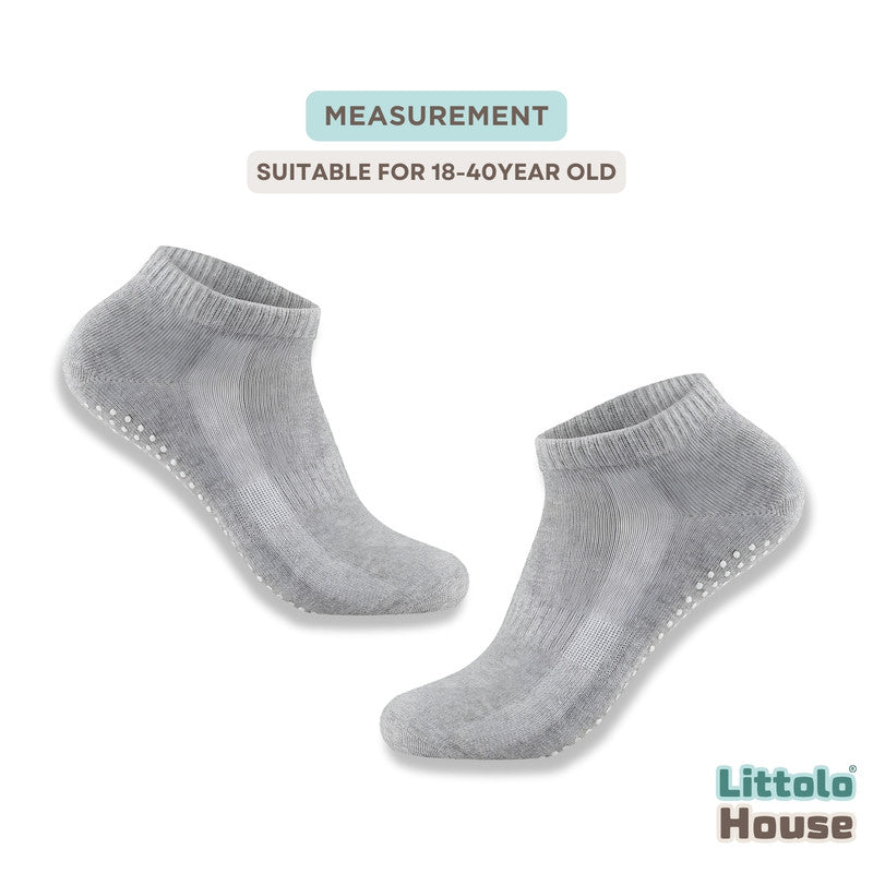 Anti Slip Non Skid Slipper Socks with Grips A001 Pair of 1 | M | Light Grey