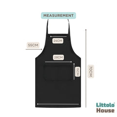 Unisex Aprons with Front Pocket for Men and Women Free Size A002 Pack of 1 | M | Black