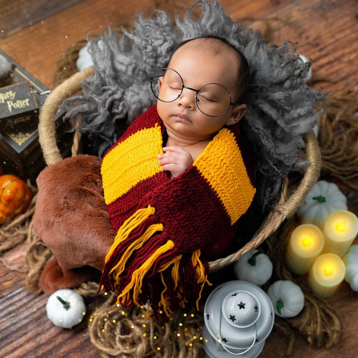 Baby Harry Potter Scarf | NB | Yellow Brown