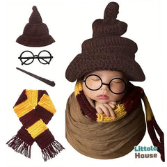 Baby Harry Potter Crochet Scarf with Crochet Wand and Goggles A039 | 1Y | Brown