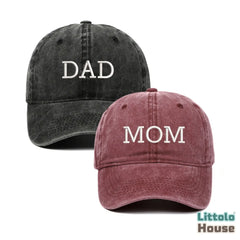 Pregnancy Announcement Mom & Dad Caps A055 | Adult | Black Burgundy