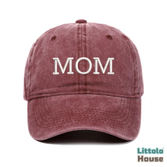 Pregnancy Announcement Mom & Dad Caps A055 | Adult | Black Burgundy