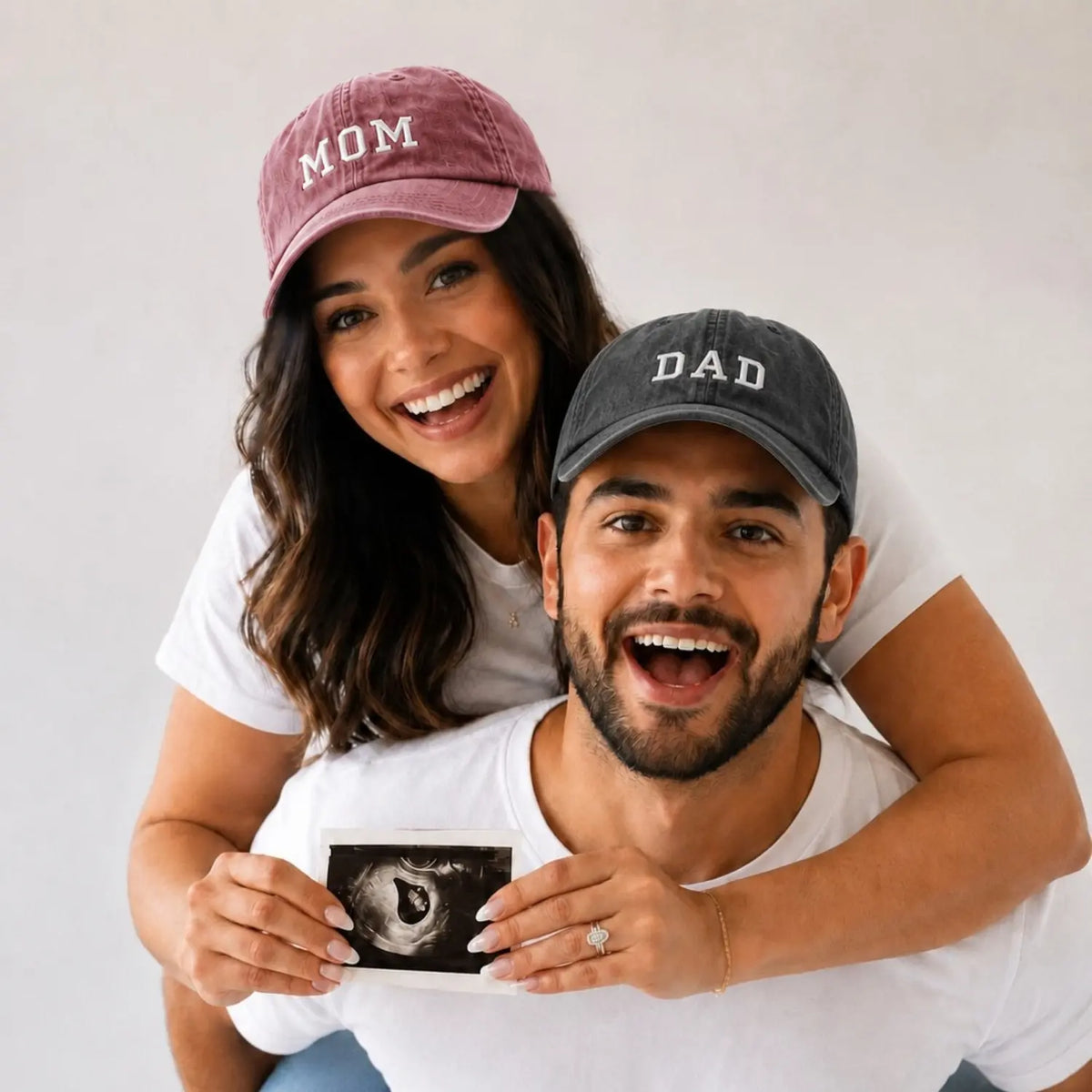 Pregnancy Announcement Mom & Dad Caps A055 | Adult | Black Burgundy