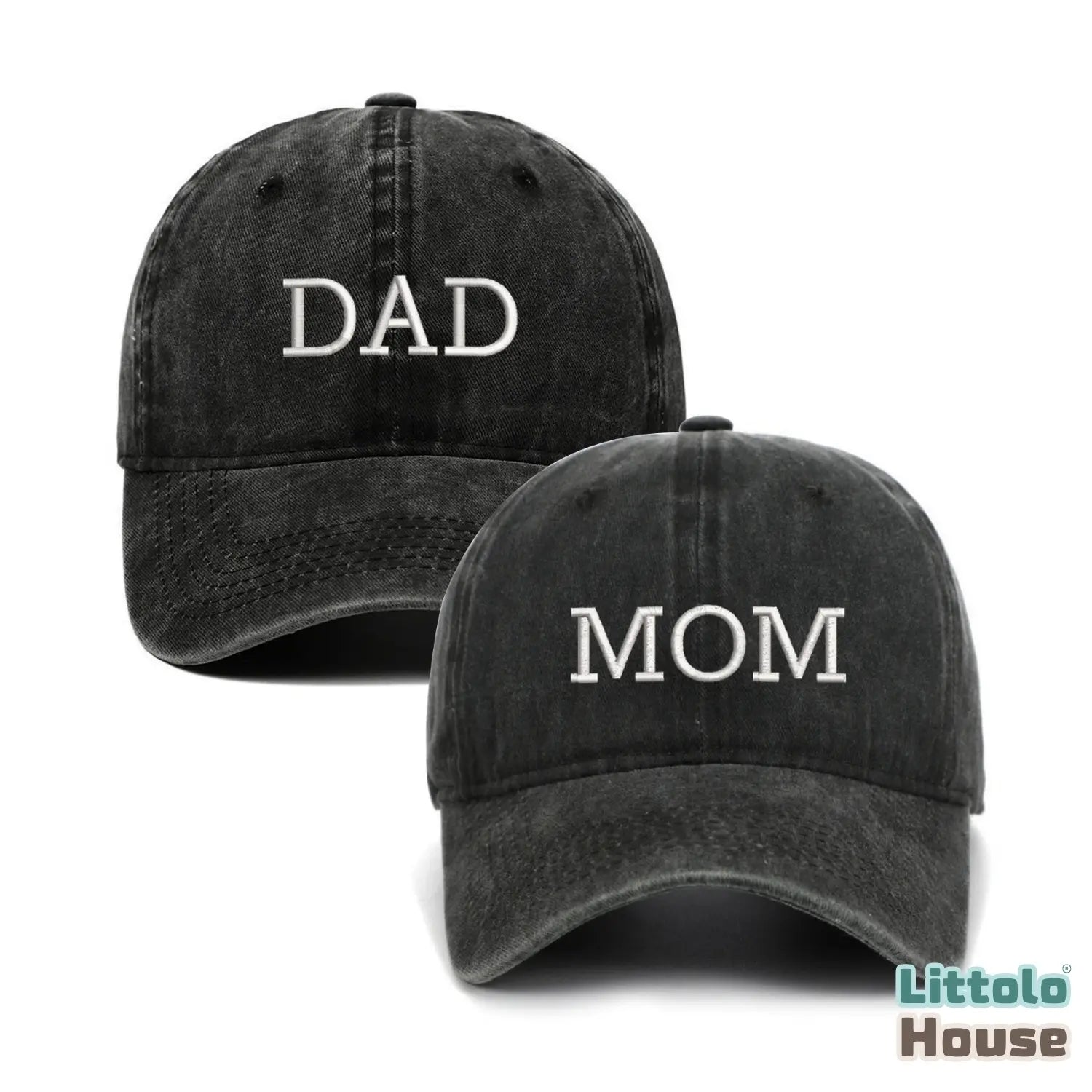 Pregnancy Announcement Mom & Dad Caps A055 | Adult | Black