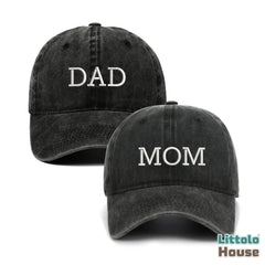 Pregnancy Announcement Mom & Dad Caps A055 | Adult | Black