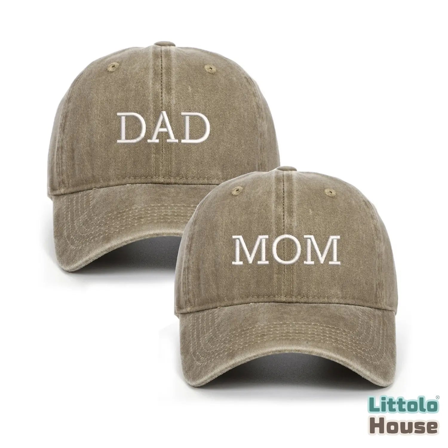 Pregnancy Announcement Mom & Dad Caps A055 | Adult | Pastel Olive