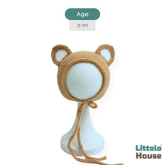 Baby Cute Soft Fur Ear Bonnet | NB | Light Brown