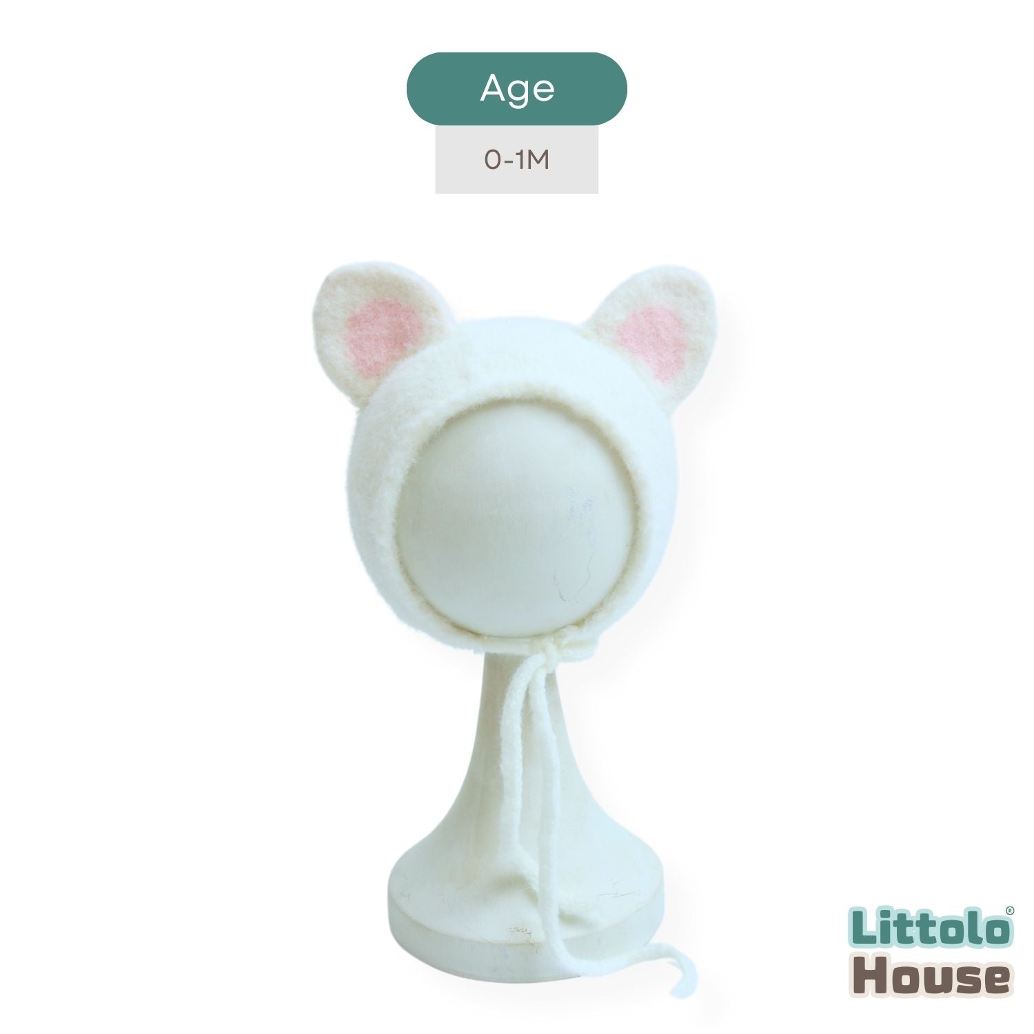 Baby Cute Soft Fur Ear Bonnet | NB | Offwhite