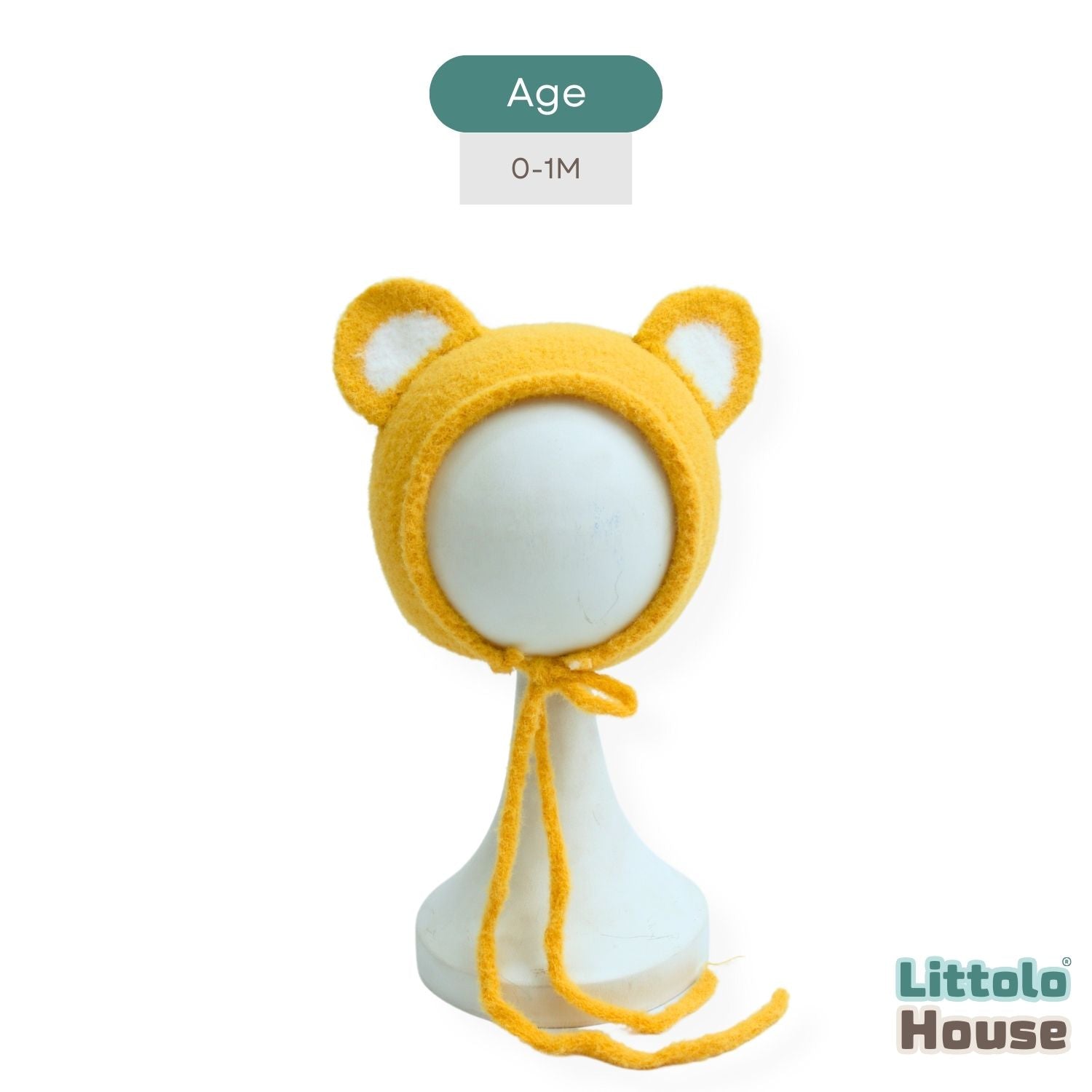 Baby Cute Soft Fur Ear Bonnet | NB | Yellow