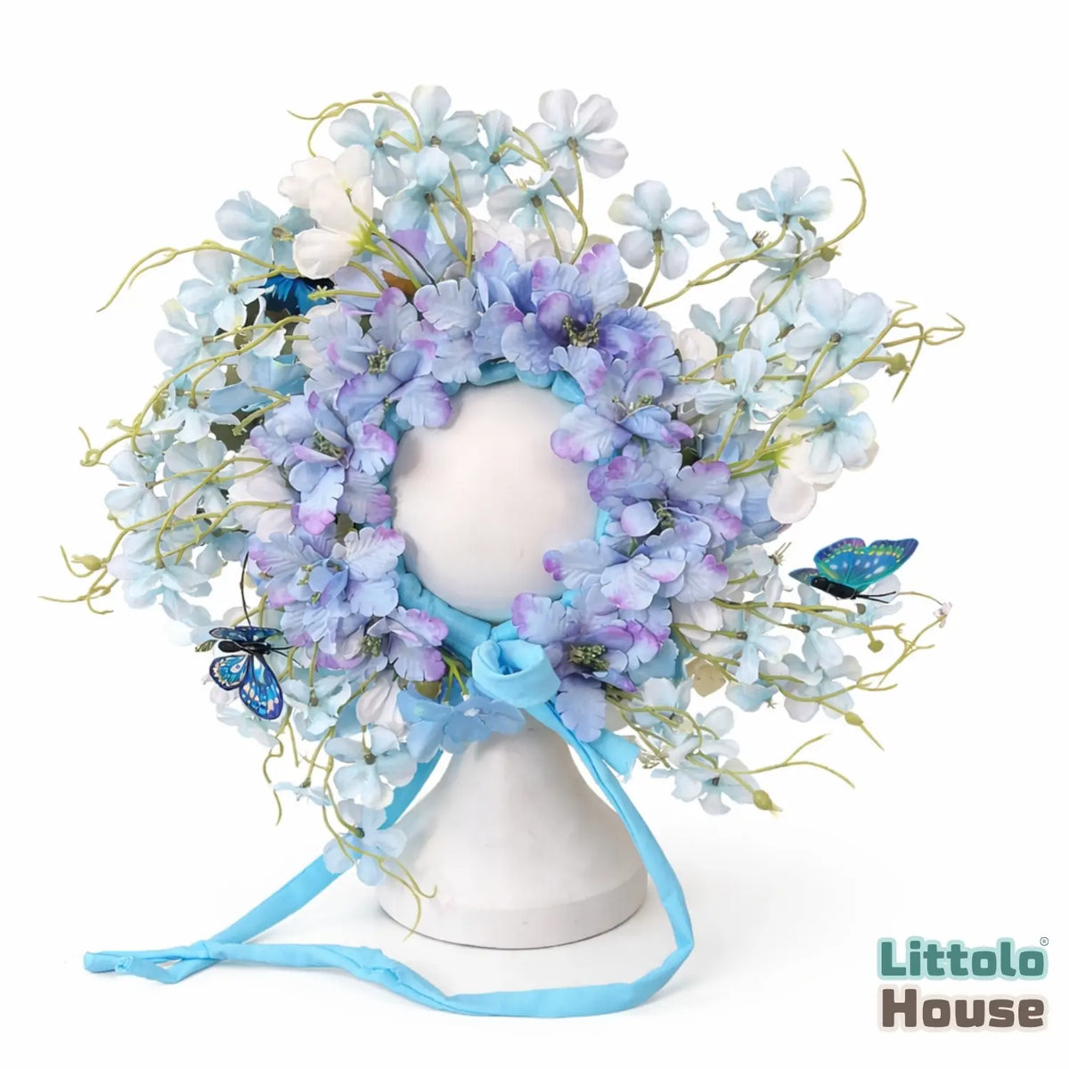 Floral Halo Bonnet B043 | Baby Blue