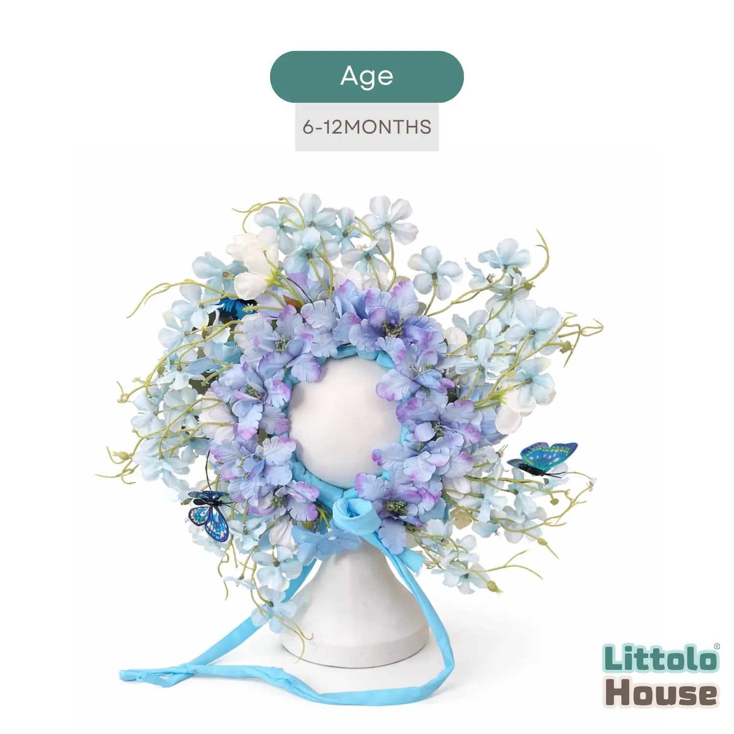 Floral Halo Bonnet B043 | Baby Blue