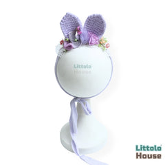 Adorable Handmade Bunny Headband with Floral Jazz H080 | 1Y | Lavender