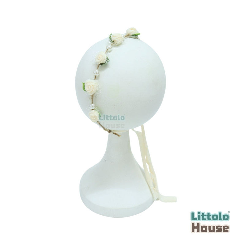 Pearl & Flower Headband H091 | 1Y | Off White