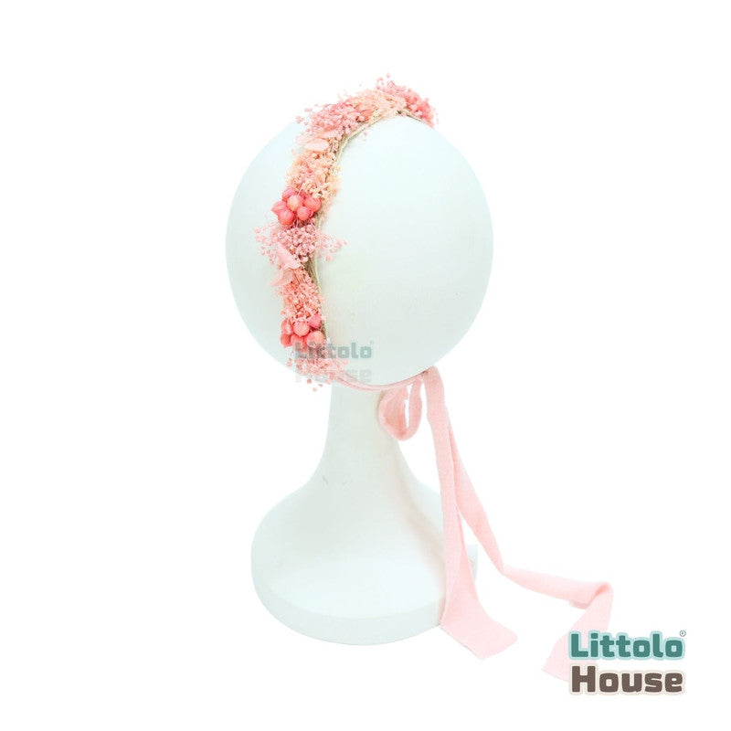 Ferns & Dried Flowers Headband H093 | 1Y | Neon Pink