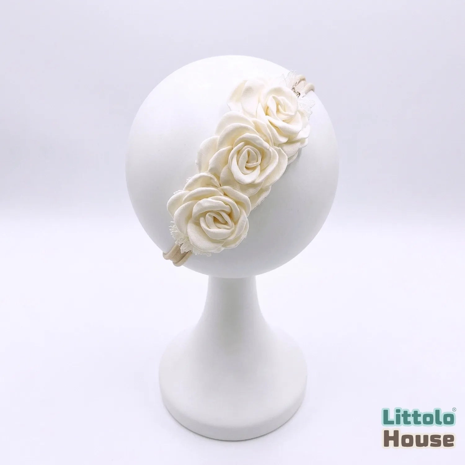 Baby Girl Rose Bloom Headband H103 | White Ivory