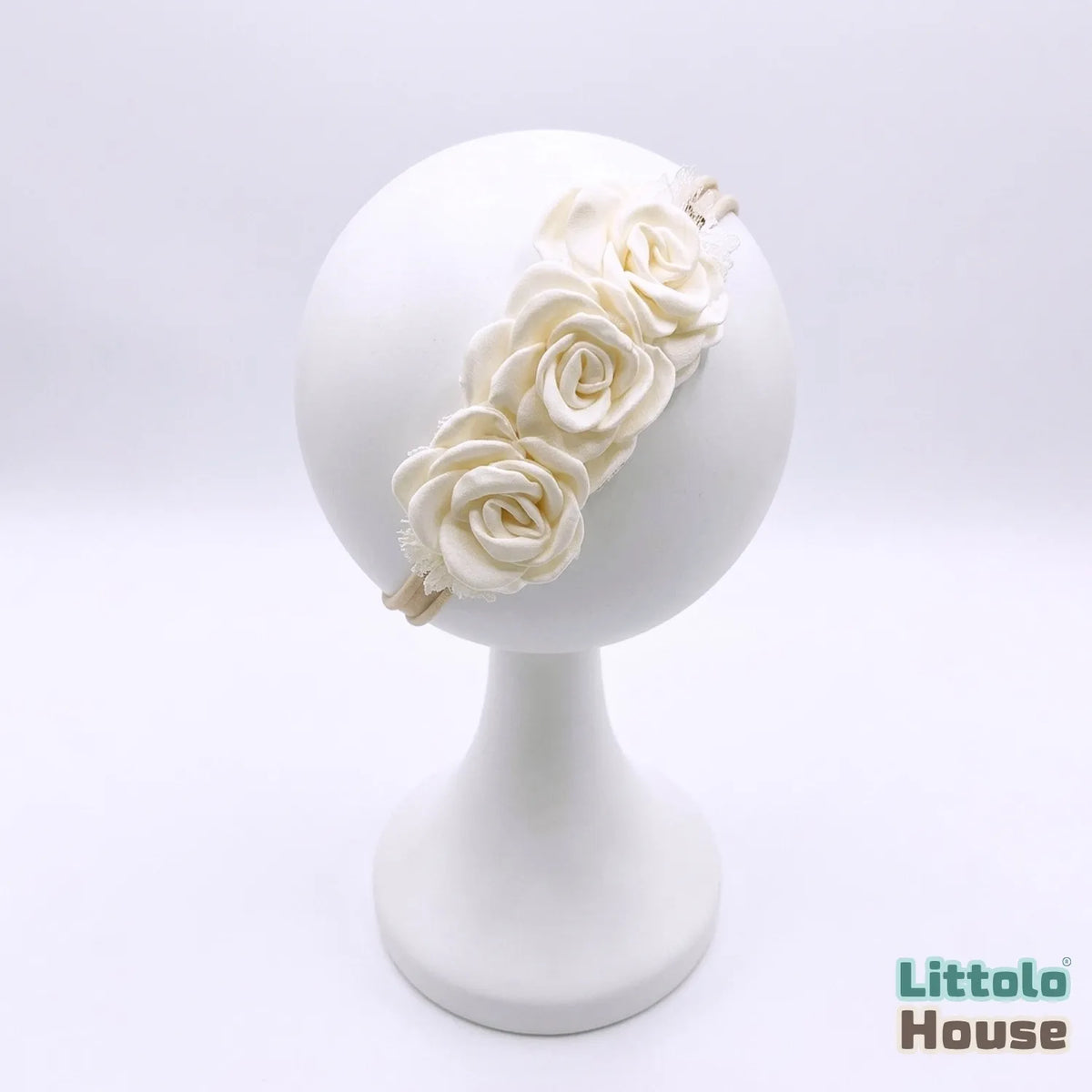 Baby Girl Rose Bloom Headband H103 | White Ivory