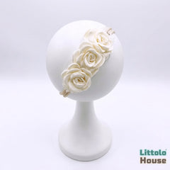 Baby Girl Rose Bloom Headband H103 | White Ivory