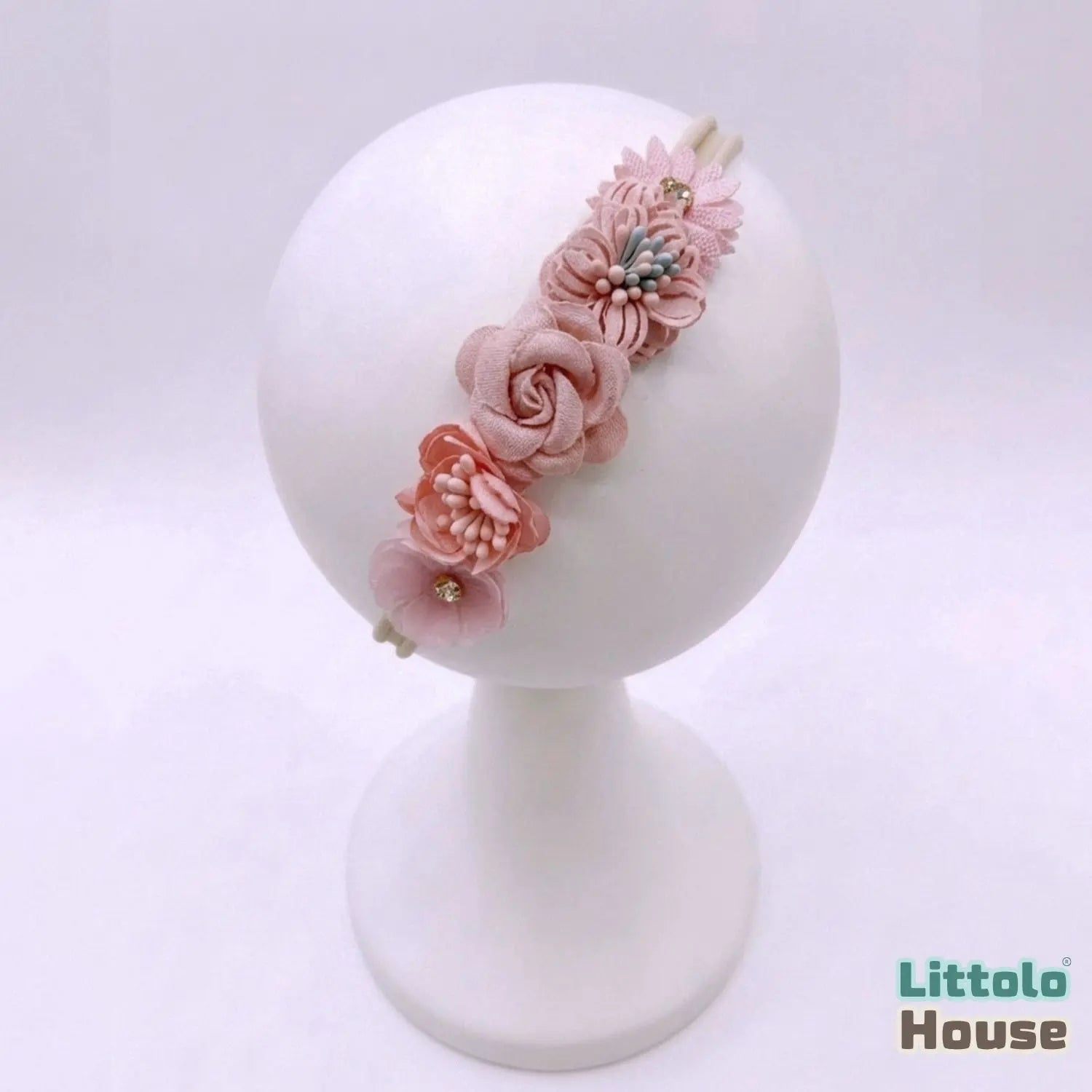 Baby Girl Floral Rose Headband H105 | Pink Peach