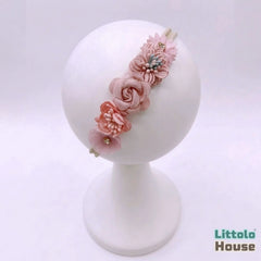 Baby Girl Floral Rose Headband H105 | Pink Peach