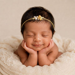 Elegant Pearl Bead Headband H125 | Cream Yellow