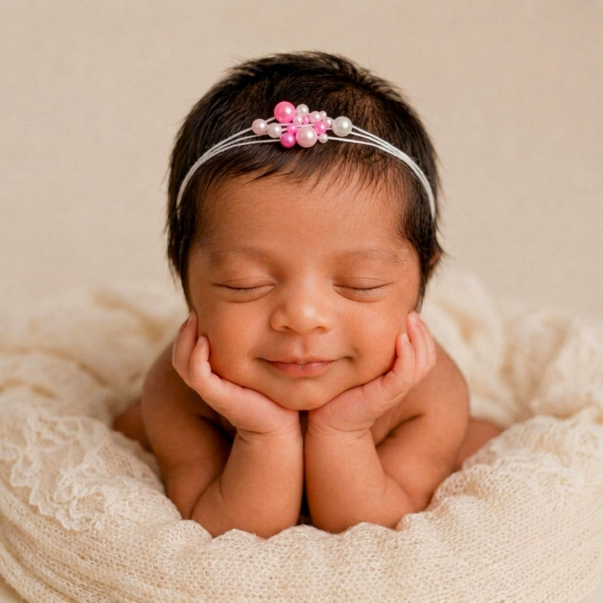 Elegant Pearl Bead Headband H125 | Pink Shades