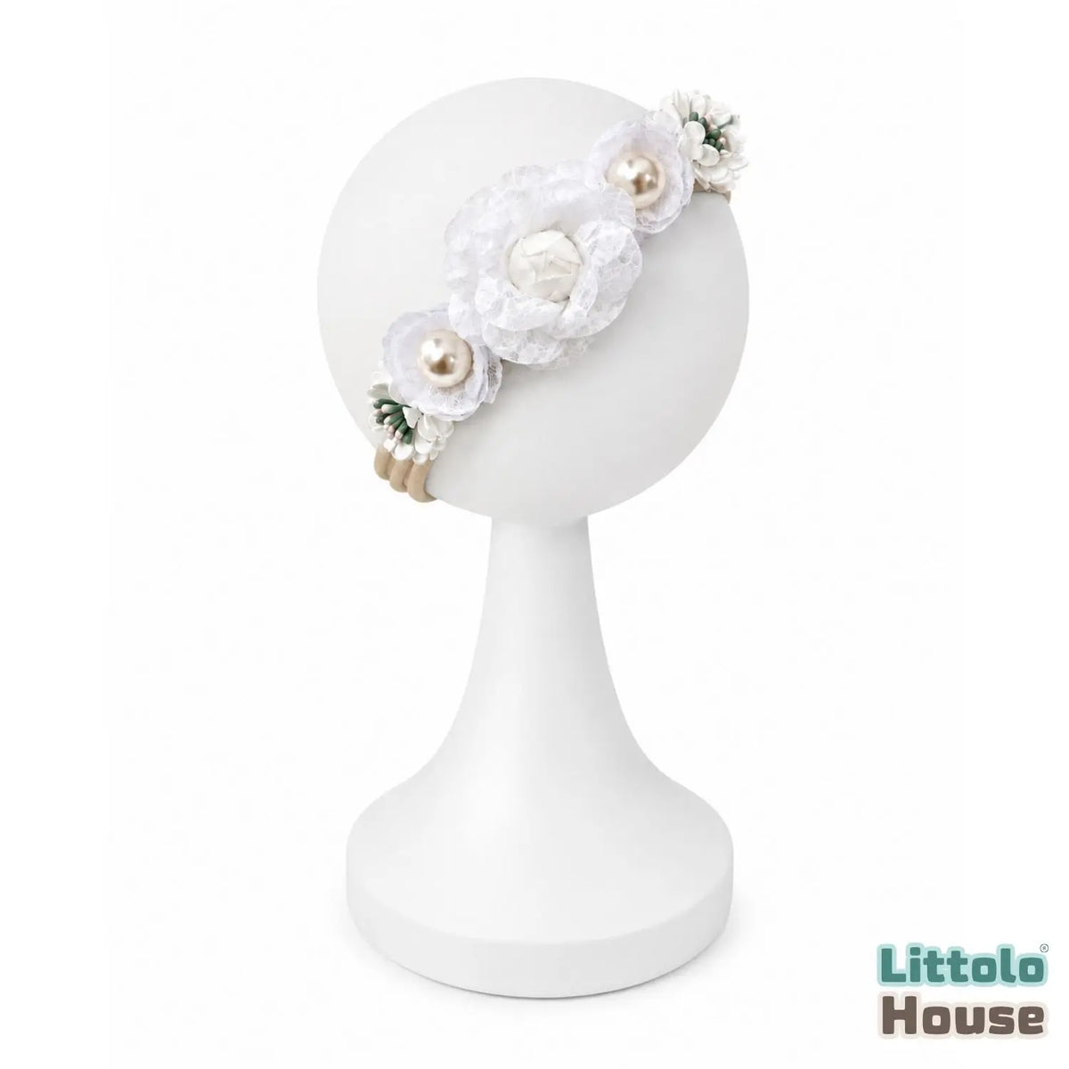 Grace Pearl Floral Headband H126 | White