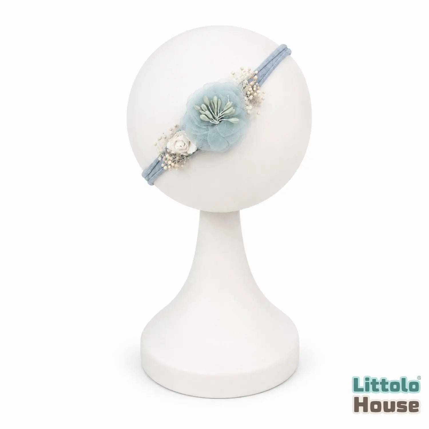 Dreamy Chiffon Floral Headband H129 | Teal Blue