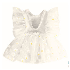 Baby Girl Net Frill Sunflower Print Outfit O017 | NB | Off White