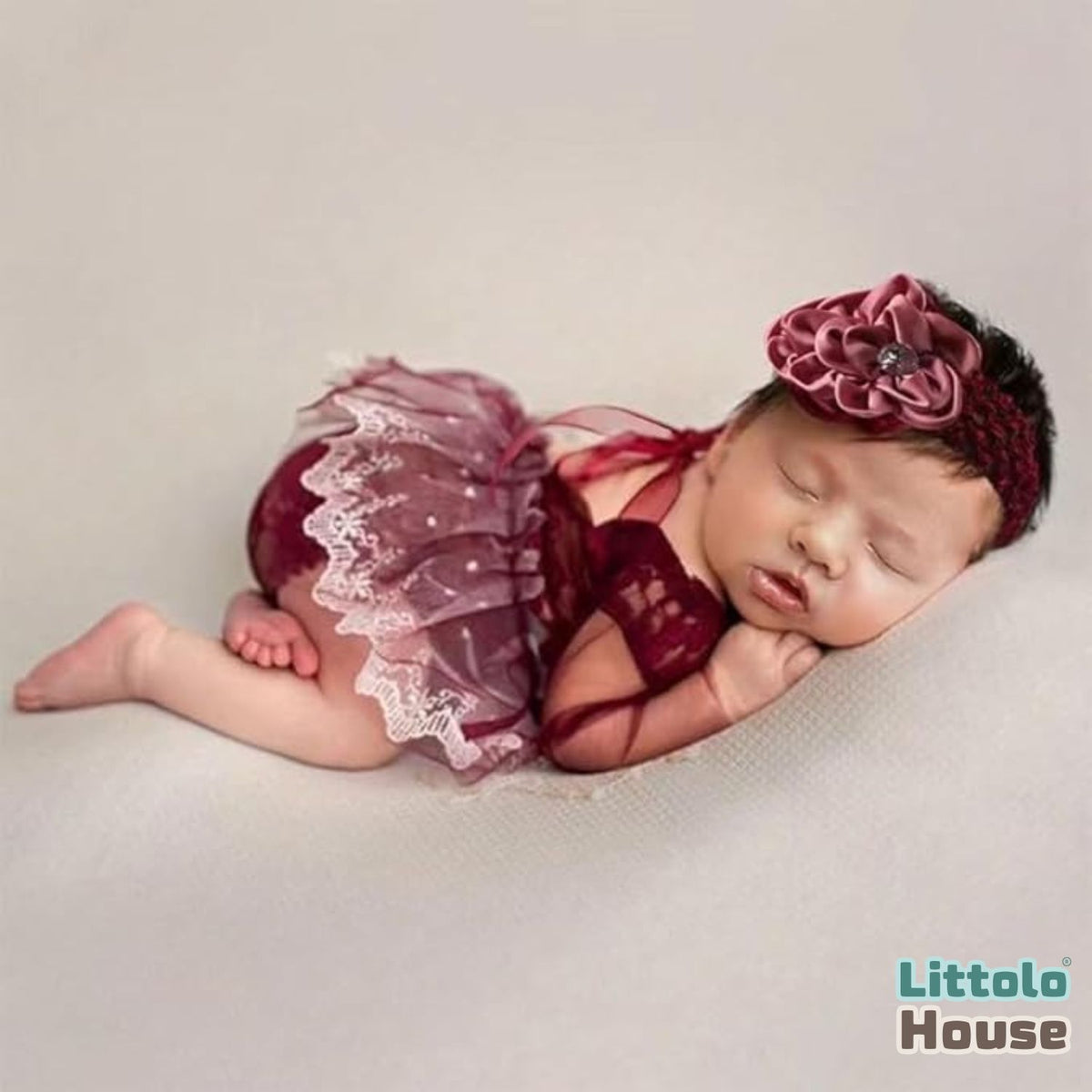 Baby Girl Newborn lace dress O021 | NB | Maroon