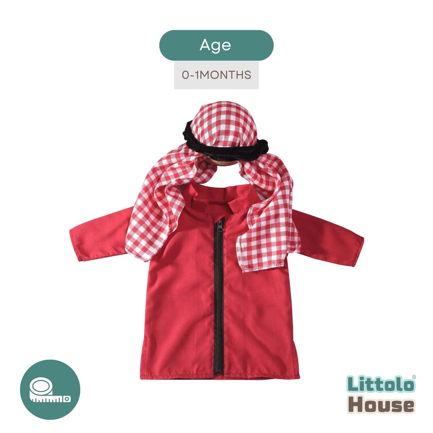 Baby Boy Stylish Sheikh Thawb with Headdress O022 | Red