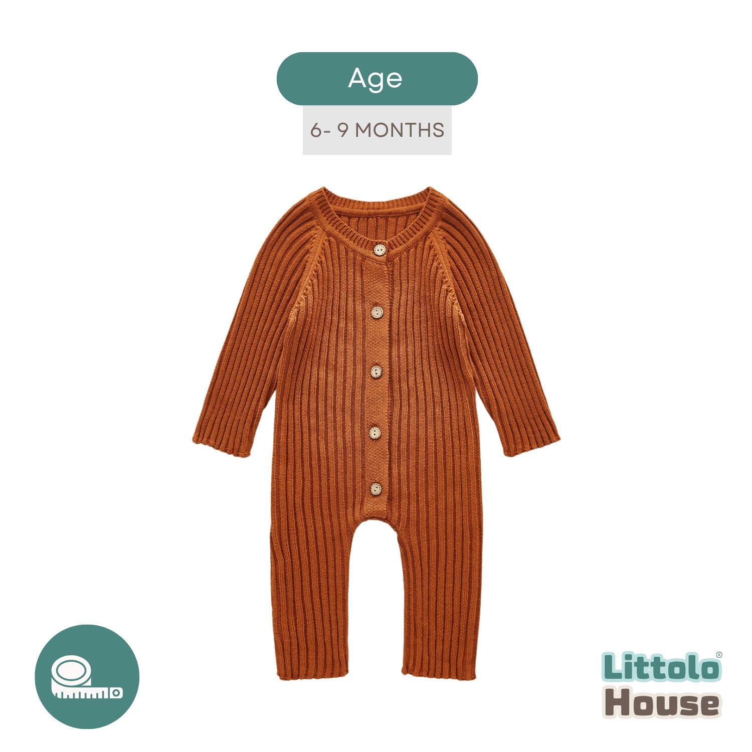 Baby Woolen Ribbed Romper O031 | Brick Brown