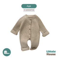 Baby Woolen Ribbed Romper O031 | Beige