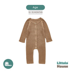 Baby Woolen Ribbed Romper O031 | Caramel