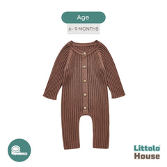 Baby Woolen Ribbed Romper O031 | Coffee