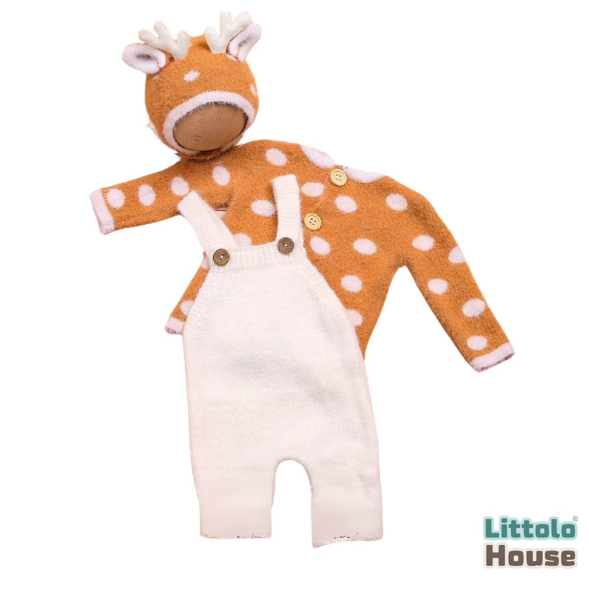 Baby Woolen Fawn Style Costume O037 | 2M | Brown White