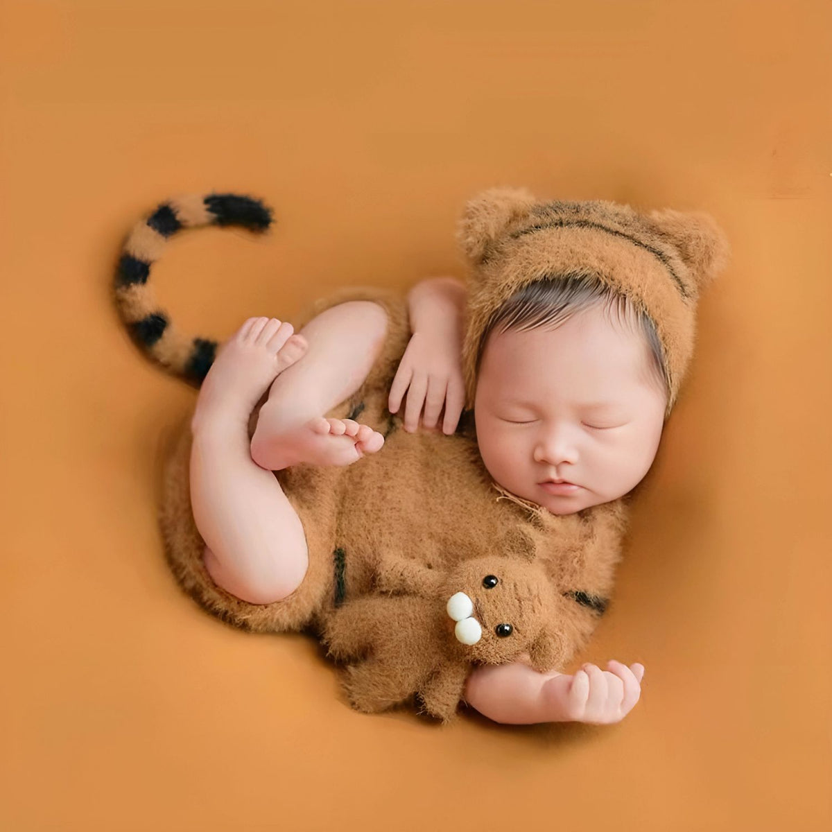 Shop Brown Tiger Romper with Bonnet for Babies Cozy Adorable