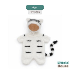 Baby Tiger Romper with Bonnet O054 | NB | White