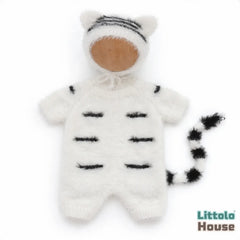 Baby Tiger Romper with Bonnet O054 | NB | White