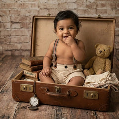 Baby Boy Suspender Shorts Outfit O078 | 1Y | Beige